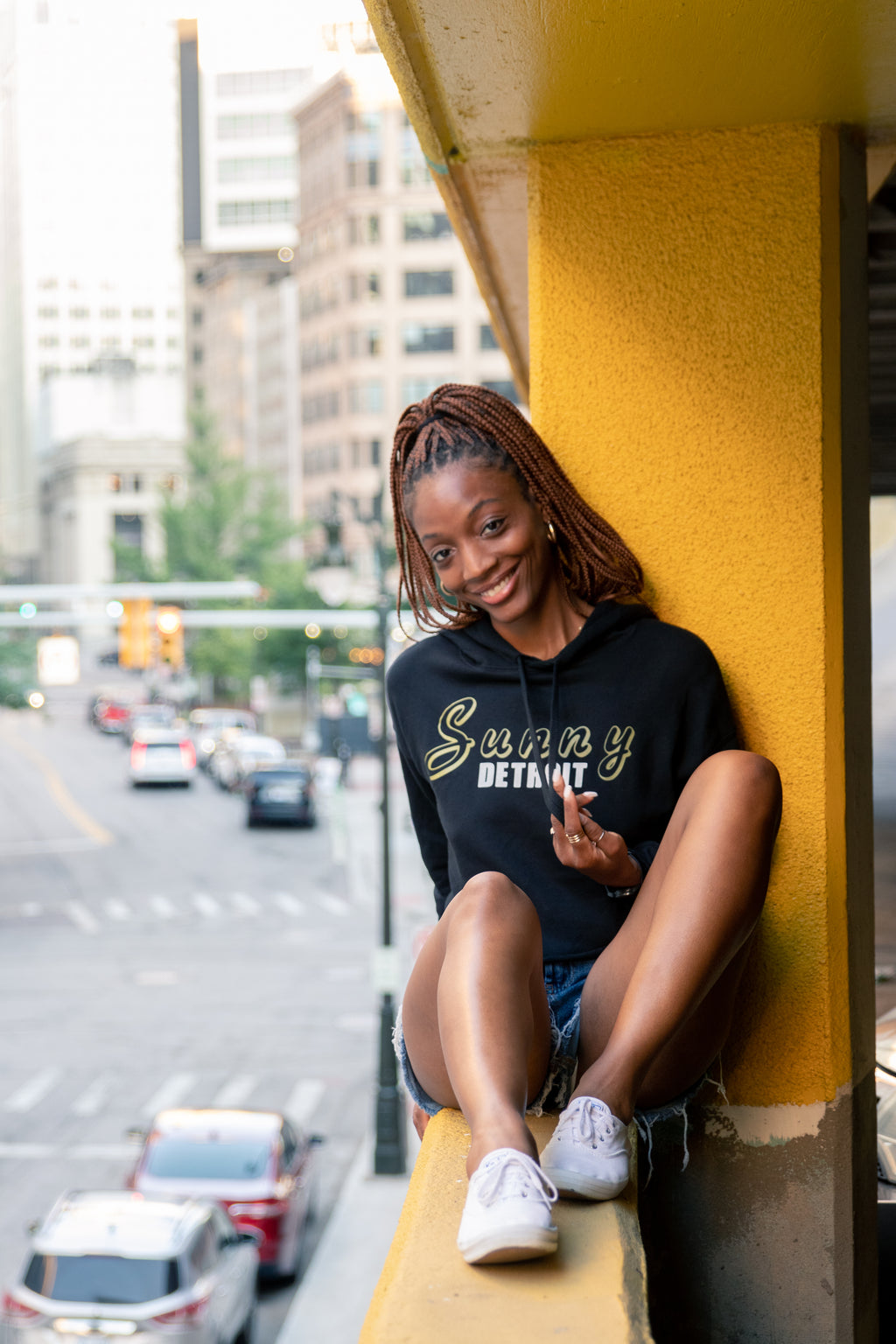 SUNNY DETROIT CROP HOODIE